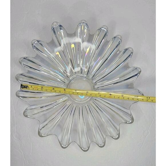 Vintage Federal Iridescent Celestial Sunburst Center Art Glass Bowl 11 3/8" - Picture 7 of 8